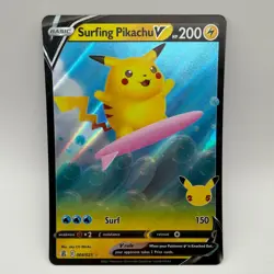 Pokemon TCG Surfing Pikachu V Holo Ultra Rare Celebrations 008/025 NM - Image 1