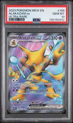 2023 Pokemon MEW En Alakazam Ex Ultra Rare #188 PSA 10 - Gem Mint - Image 1