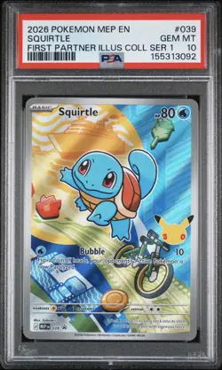 2026 POKEMON PROMO FIRST PARTNER ILLUSTRATION COLLECTION #039 SQUIRTLE PSA 10 - Image 1