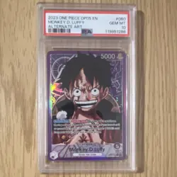 Namco One Piece OP05-060 Monkey D Luffy Leader Alternate Art Foil PSA 10 EN - Image 1