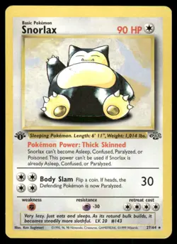 Pokemon Cards Snorlax 27/64 1st Edition Jungle WOTC Rare NM - Image 1