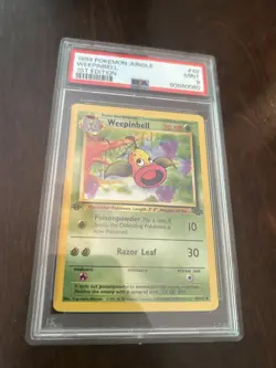 1999 Pokemon Jungle 1st Edition #48 - Weepinbell PSA 9 - Image 1