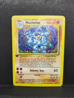 Pokemon TCG - Machamp 8/102 Holo Rare Base Set 1st Edition - WOTC Vintage HP - Image 1