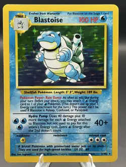 Blastoise 2/102 Base Set Holo Rare 1999 WOTC Pokemon Card NM Unlimited - Image 1