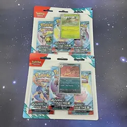 Pokemon TCG SV09 Journey Together 3-Pack Blisters X2 Yanmega & Scrafty Promo - Image 1
