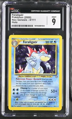 Feraligatr 4/111 Holo Neo Genesis Pokemon CGC 9 Mint - Image 1