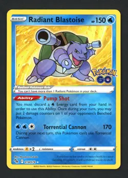 Radiant Blastoise 018/078 Pokemon GO Holofoil Radiant Rare Pokemon TCG - Image 1