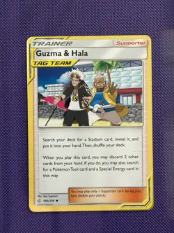 Guzma & Hala 193/236 Cosmic Eclipse Normal Pokemon Card LP - Image 1