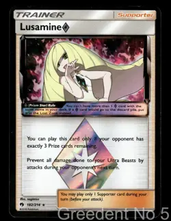 Lusamine ◇ 182/214 Prism Star Rare Lost Thunder Pokemon Holo Lightly Played - Image 1