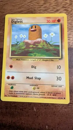 Pokemon TCG - Diglett (47/102) - Base Set - Fight Symbol Error/Misprint - NM - Image 1