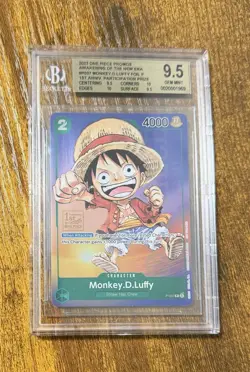 2023 One Piece Promos #P 037 Monkey D Luffy 1st Anniversary Stamp Foil BGS 9.5 - Image 1