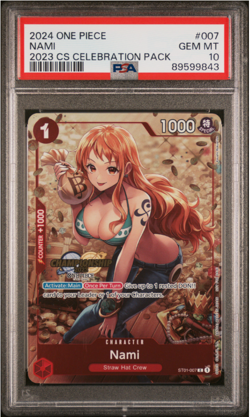 One Piece TCG Nami 2023 CS Stamp Celebration Pack Championship ST01-007 PSA 10 - Image 1
