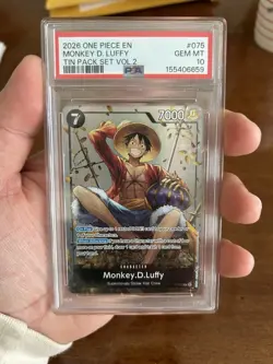 Namco One Piece CCG Monkey D. Luffy Tin Pack Set Vol.2 Promo Foil P-075 PSA 10 - Image 1