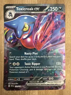 Pokemon TCG Toxicroak ex Scarlet & Violet BASE Set 131/198 Holo Double Rare - Image 1