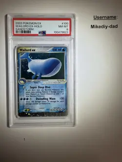 2003 POKEMON EX SANDSTORM #100 WAILORD EX-HOLO PSA 8 - Image 1