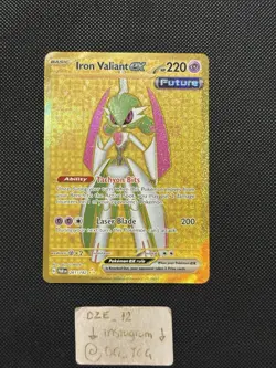 Pokemon Paradox Rift - Iron Valiant Ex - 261/196 - GOLD Full Art Rare - M/NM - Image 1