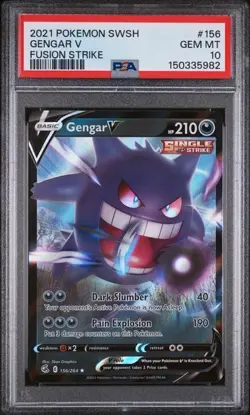 2021 Pokemon Fusion Strike Gengar V #156 PSA 10 GEM MT - Image 1