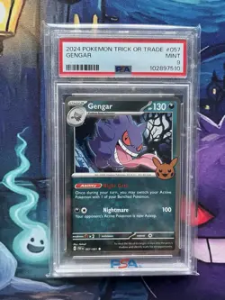 Pokemon Gengar TCG Holo Card 057/091 Trick or Trade 2024 PSA 9 - Image 1