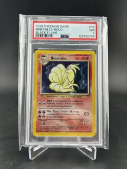 NINETALES 1999 POKEMON BASE SET HOLO BLACK FLAME #12 PSA 7 Q4444 - Image 1