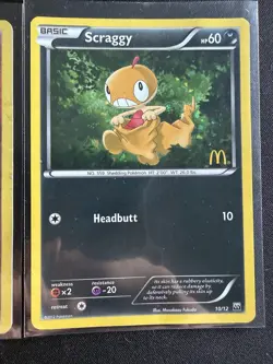 MODERATE PLAY McDonald’s Pokemon TCG Scrappy 10/12 Holo, Swirlix 9/12 Holo - Image 3