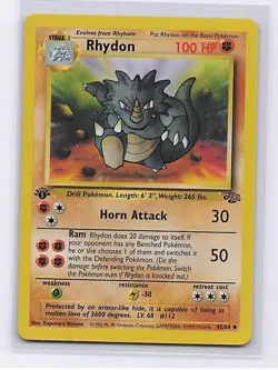 Rhydon 45/64 Uncommon Jungle Pokemon 1st Edition Moderately Played - Image 1