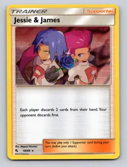 Jessie & James 58/68 Holo Rare Hidden Fates Pokemon Holo NM - Image 1