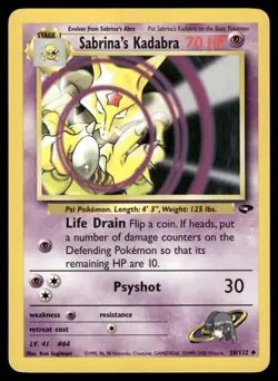 Sabrina's Kadabra 58/132 Uncommon Gym Challenge Pokemon Unlimited Near Mint - Image 1