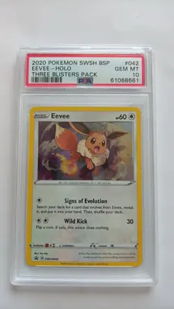 PSA 10 Eevee SWSH042 Cosmos Holo Blister Black Star Promo Pokemon Card Low Pop - Image 1