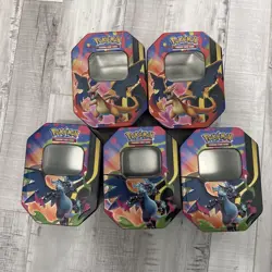 Pokemon TCG Mega Charizard ex Tins Lot Of 5 EMPTY 2025 Charizard X-Y no cards - Image 1