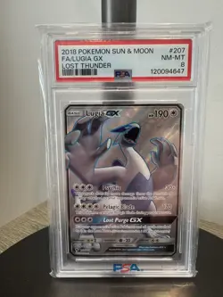 2018 Pokemon Sun & Moon Lost Thunder Lugia Gx #207 PSA 8 - Image 1