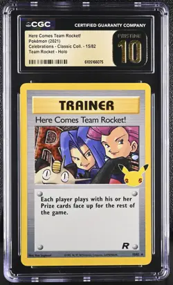 CGC 10 Here Comes Team Rocket! 15/82 Rocket Holo Pokemon Pristine - Image 1
