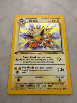 Jolteon 4/64 Jungle Set Holo Rare 1st Edition Pokemon Card WOTC 1999 - Image 1