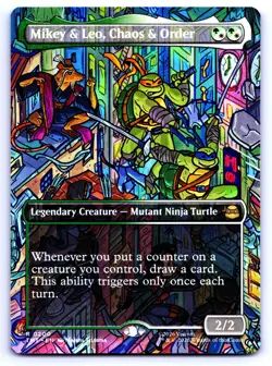 MTG Mikey & Leo, Chaos & Order (Borderless) R Teenage Mutant Ninja Turtles (TMT) - Image 1