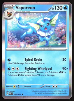 Pokemon TCG - Vaporeon Holo Rare SV: Prismatic Evolutions 022/131 NM - Image 1