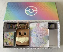 Prismatic Evo SPC Contents! Deckbox, Sleeves, Playmat, Eevee pouch. NO PACKS - Image 1