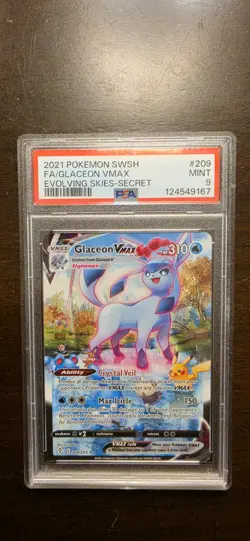 Pokemon Glaceon VMAX Alternate Art Secret Rare 209/203 Evolving Skies PSA 9 Holo - Image 1