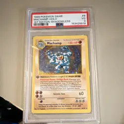 PSA Graded 1st Edition 1999 Pokemon Shadowless Machamp Holo #8 Lot (3) - Image 1