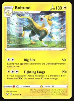 Pokemon TCG - Boltund (075) Holo Holo Rare SWSH01: Sword & Shield Base Set 075/2 - Image 1