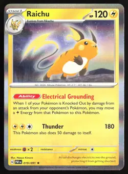 Pokemon TCG - Raichu Holo Rare SV: Paldean Fates 019/091 NM - Image 1