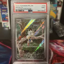 2025 POKEMON PFL EN-PHANTASMAL FLAMES ILLUSTRATION RARE #106 MEOWTH PSA 9 - Image 1