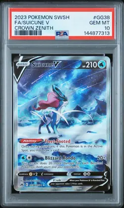 2023 Pokemon Suicune V GG38/GG70 Crown Zenith Galarian Gallery Holo PSA 10 - Image 1