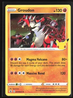 Pokemon TCG - Groudon Holo Holo Rare Celebrations 017/025 NM - Image 1