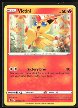 Pokemon TCG - Victini Holo Holo Rare SWSH07: Evolving Skies 020/203 NM - Image 1