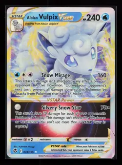 Alolan Vulpix VSTAR 034/195 Ultra Rare SWSH12: Silver Tempest Pokemon Card - Image 1