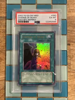 GRADED PSA 6 2002 Yu-Gi-Oh! MRD Change Of Heart 2003 BPT Reprint #060 - Image 1