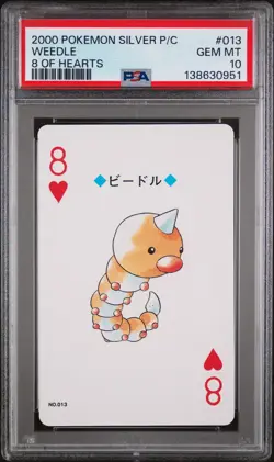 2000 POKEMON SILVER VERSION PLAYING CARDS 8 OF HEARTS #013 WEEDLE PSA 10 - Image 1