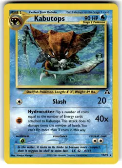 Pokemon TCG Neo Discovery Kabutops Card 25/75 Non Holo NM Condition - Image 1