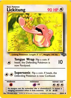 Pokemon TCG Lickitung 38/64 Unlimited Jungle VLP - Image 1
