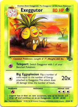 Exeggutor 35/64 Uncommon Jungle Pokemon Unlimited Moderately Played - Image 1