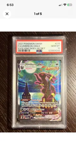 The Pokemon Company Umbreon VMAX Alt Art Secret Rare Holo 215/203 PSA 10 - Image 3